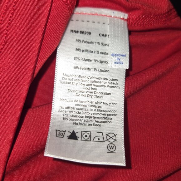 ASICS Red Long Sleeve Athletic Performance Top V-Neck Activewear Womens S - Picture 3 of 7
